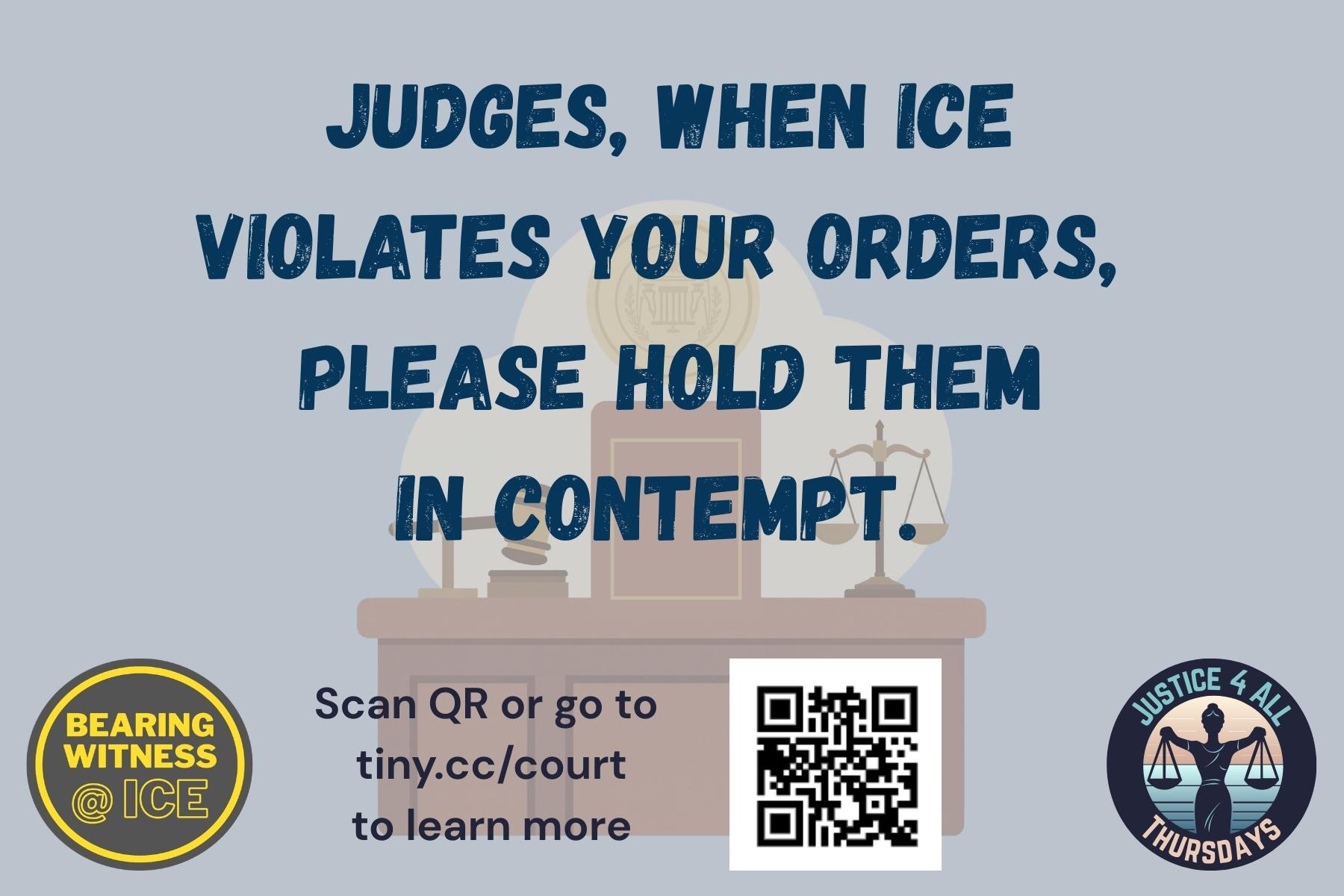 Postcard image urging judges to hold ICE in contempt
